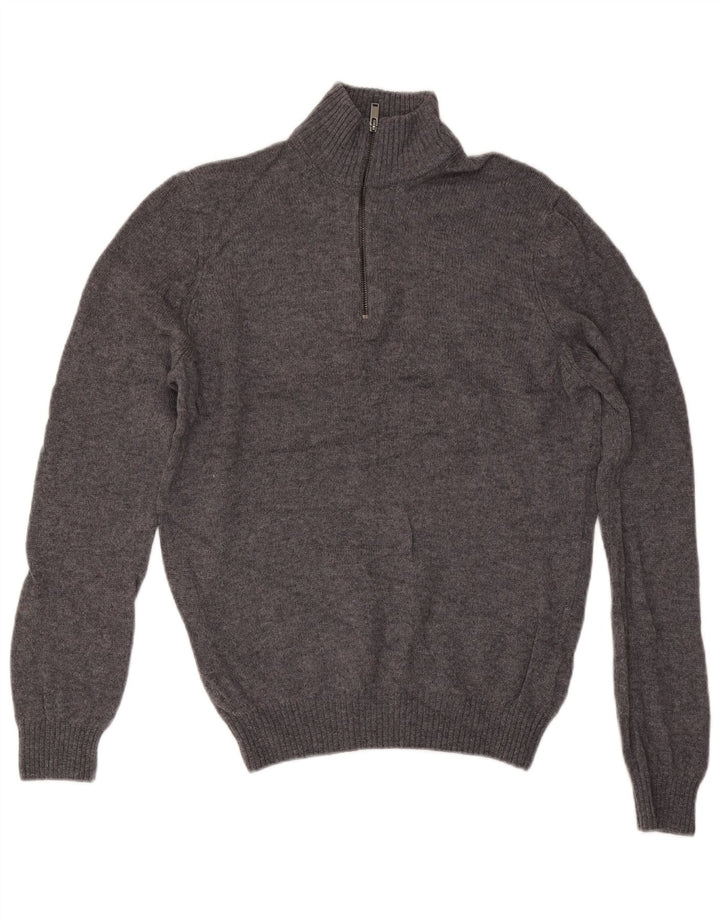 Marks & Spencer Mens Zip Neck Jumper Sweater Medium Grey Wool