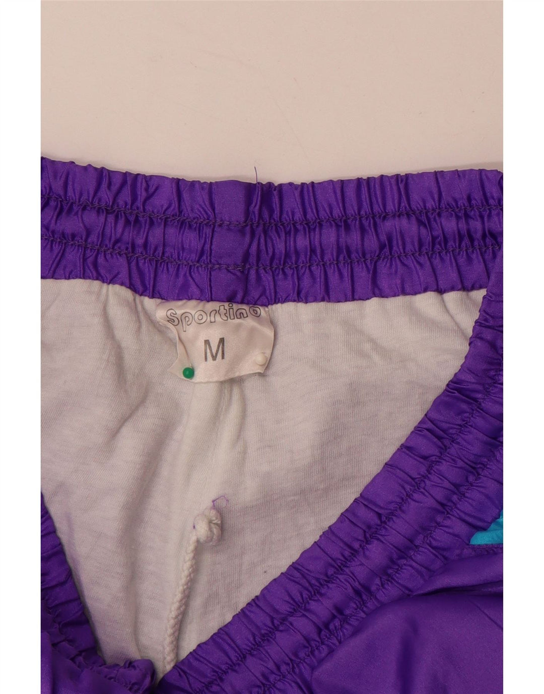 VINTAGE Mens Tracksuit Trousers Joggers Medium  Purple Colourblock Nylon