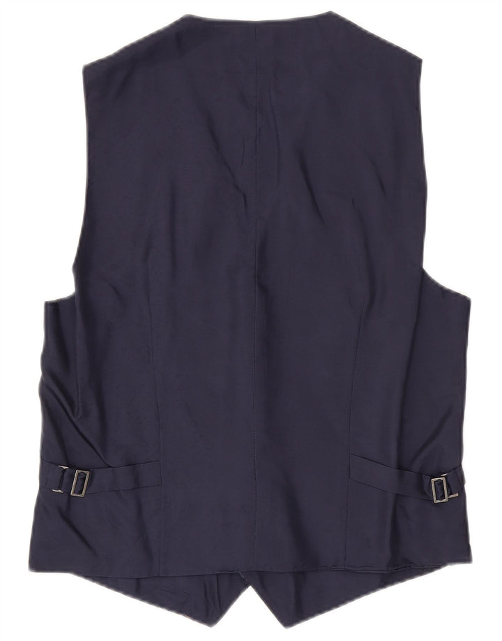 VINTAGE Mens Waistcoat Small Navy Blue Paisley