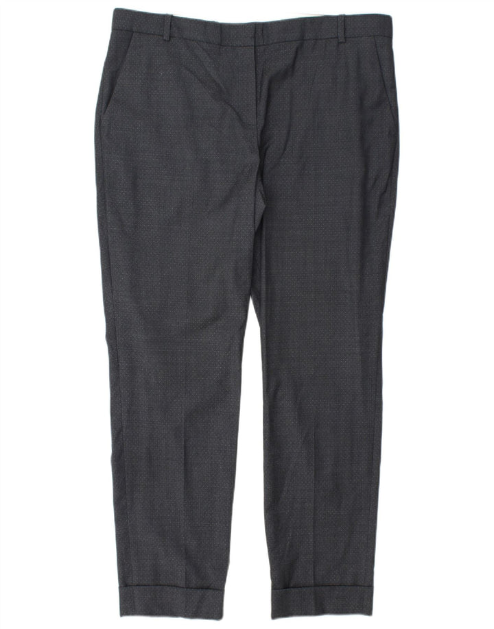 JIGSAW Womens Straight Chino Trousers UK 14 Large W34 L28 Grey Spotted