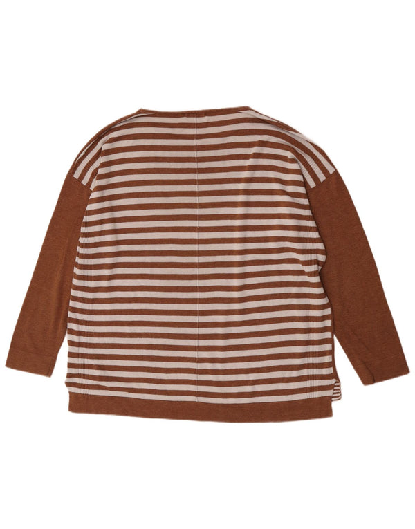 White Stuff Womens Boat Neck Jumper Sweater UK 20 2XL Brown Striped Cotton