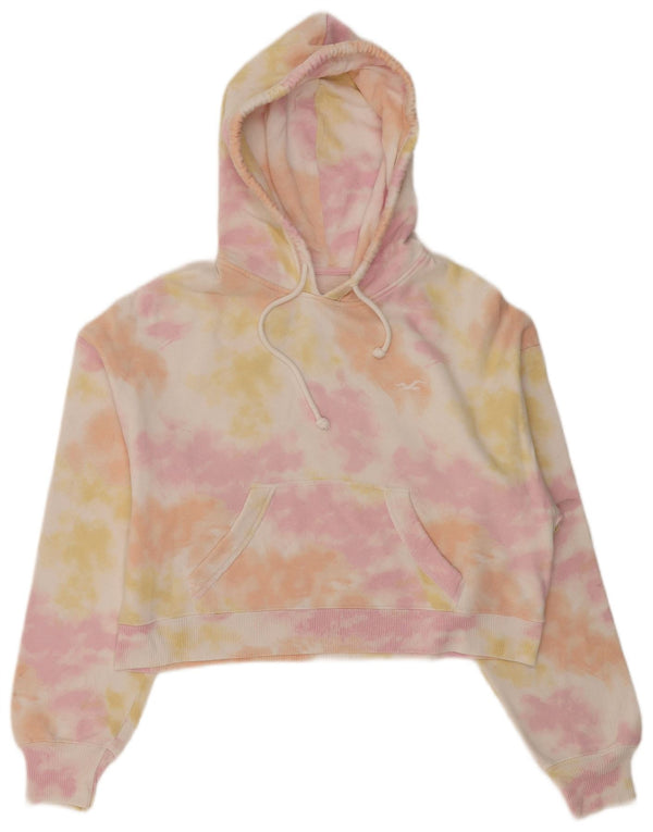 Hollister Womens Crop Hoodie Jumper UK 10 Small Multicoloured Tie Dye