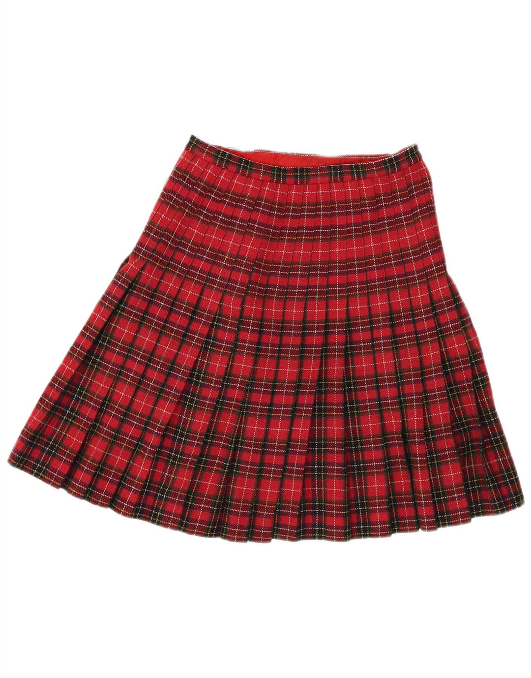 VINTAGE Womens Wrap Knife Pleated Skirt W28 Medium Red Plaid