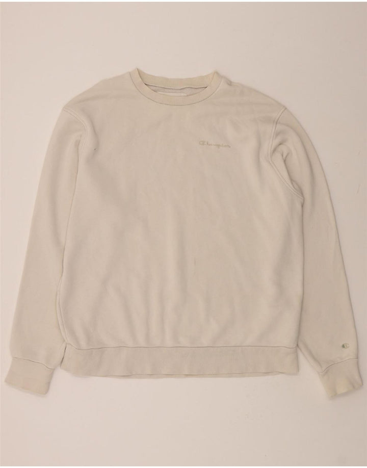 CHAMPION Mens Sweatshirt Jumper XL Off White Cotton Vintage Champion and Second-Hand Champion from Messina Hembry 