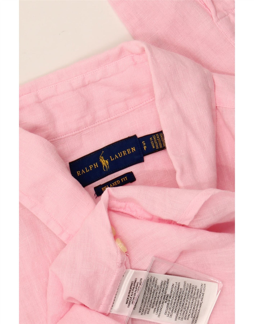 RALPH LAUREN Mens Relaxed Fit Shirt Small Pink Linen