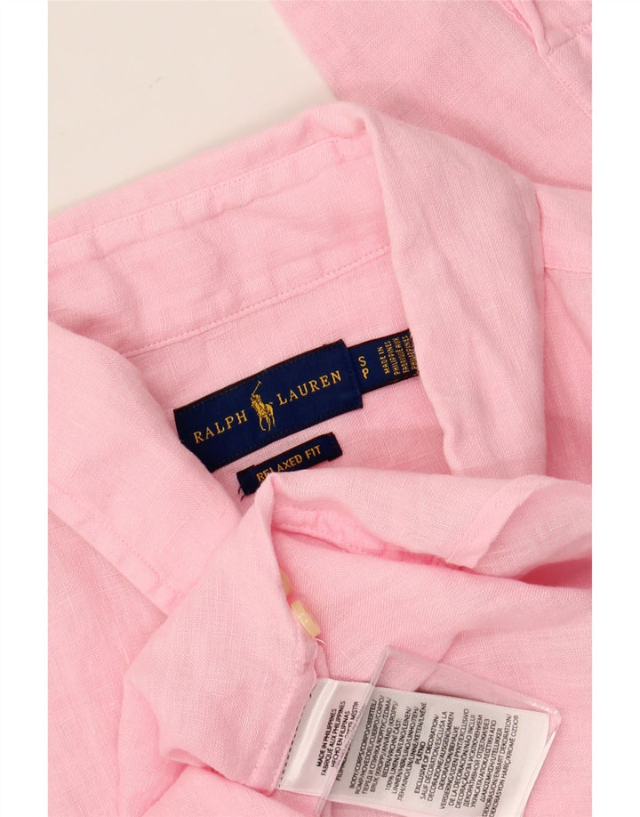 RALPH LAUREN Mens Relaxed Fit Shirt Small Pink Linen