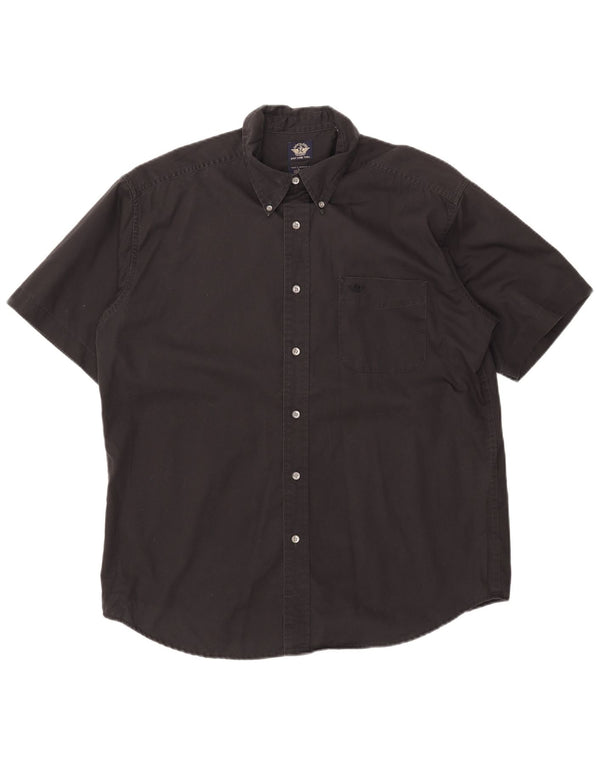 DOCKERS Mens Short Sleeve Shirt Large Black Cotton