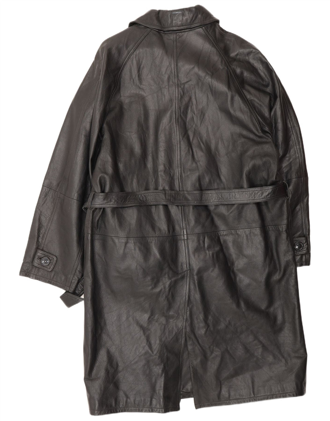 VINTAGE Mens Leather Coat IT 52 XL Black Leather