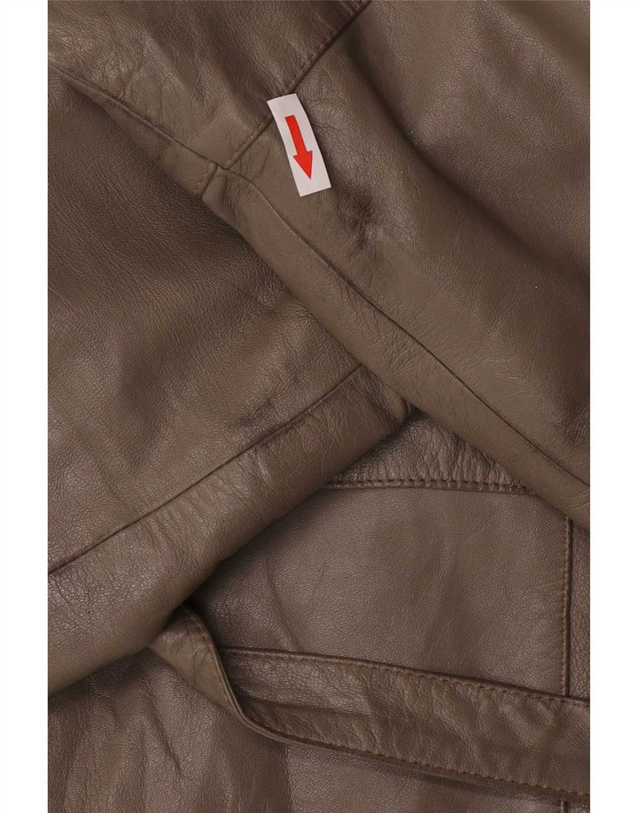 Vintage Womens Regular Fit Jacket IT 46 Large Grey Leather Classic