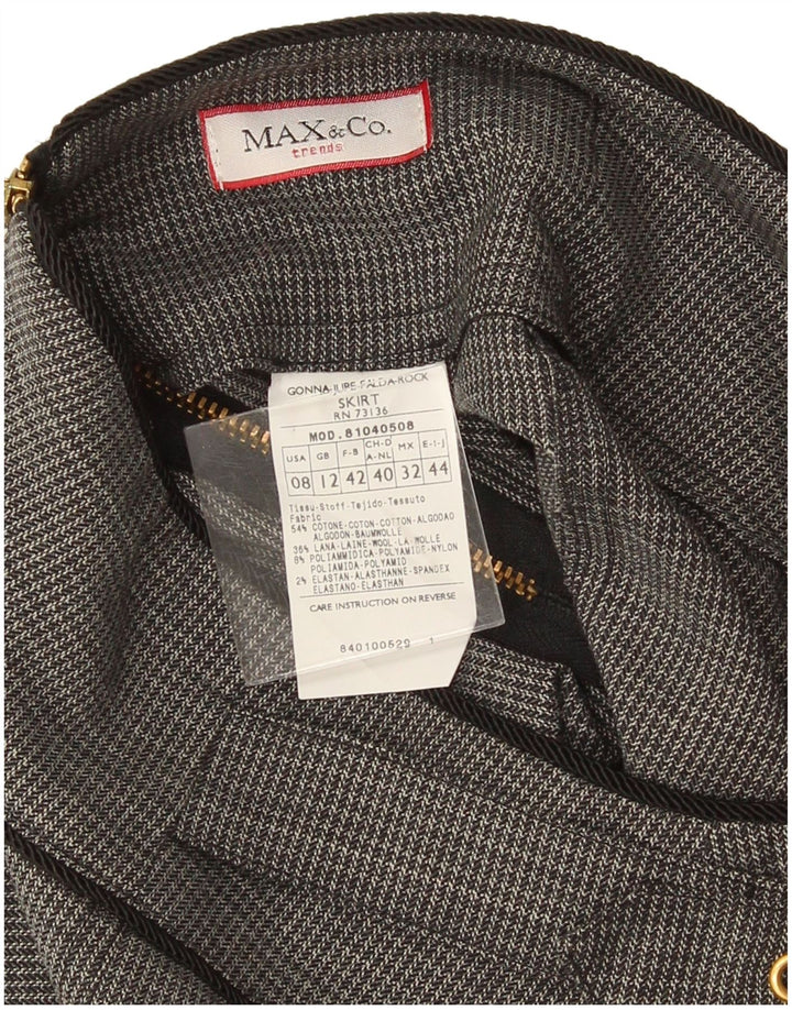 Max & Co. Womens Straight Skirt UK 12 Medium W32  Grey Houndstooth Cotton