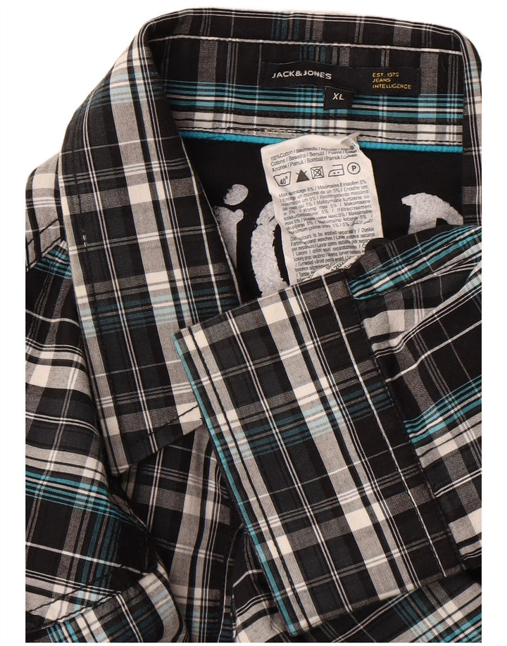 Jack & Jones Mens Shirt XL Black Check Cotton