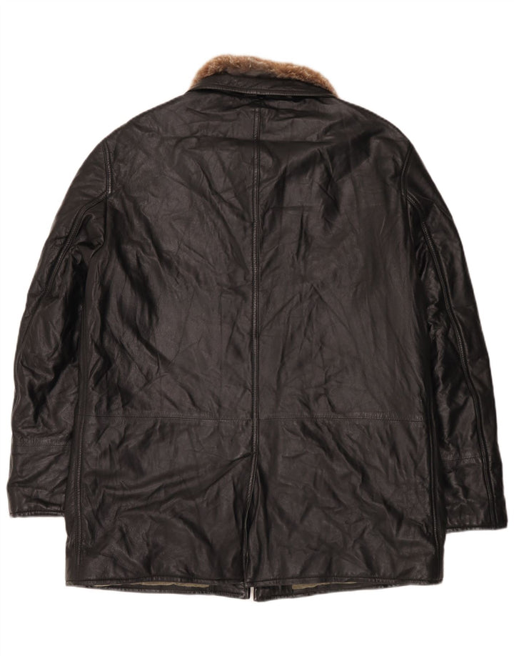 Enrico Mandelli Mens Leather Jacket UK 42 XL Black