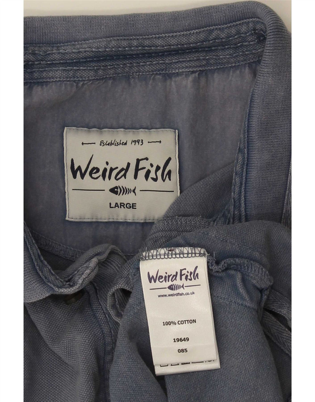 Weird Fish Mens Polo Shirt Large Blue Cotton