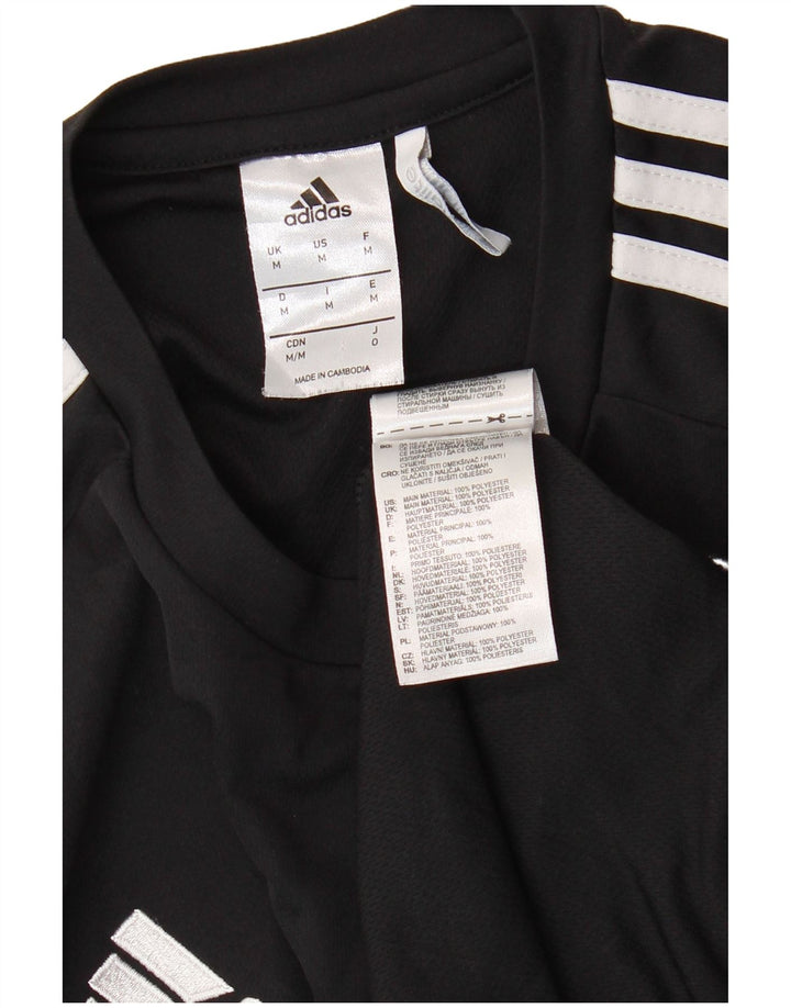 ADIDAS Mens Climalite T-Shirt Top Medium Black Colourblock Polyester