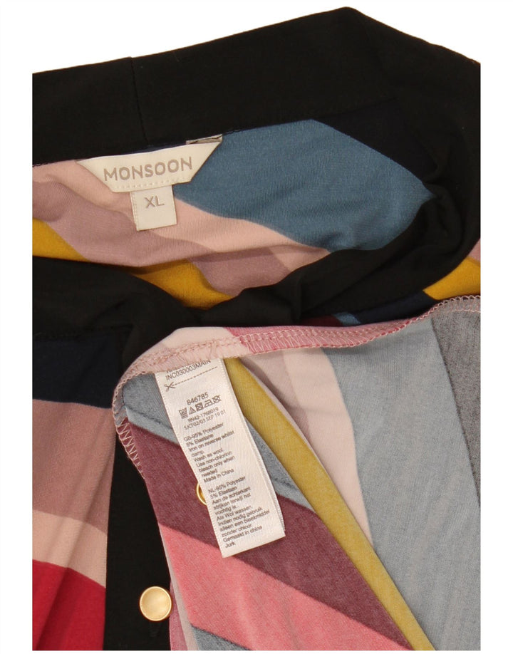 MONSOON Womens Front Tie Maxi Dress UK 18 XL Multicoloured Striped