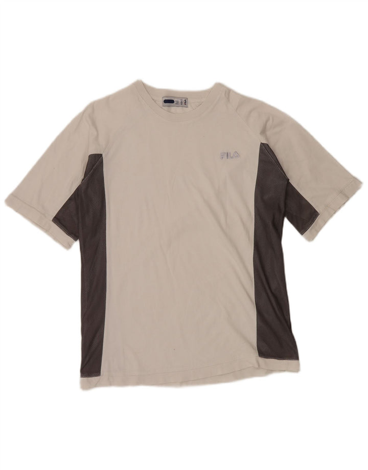 FILA Boys T-Shirt Top 13-14 Years White Colourblock Cotton