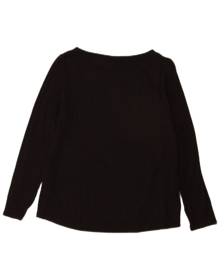 Marks & Spencer Womens Top Long Sleeve UK 12 Medium Black Viscose