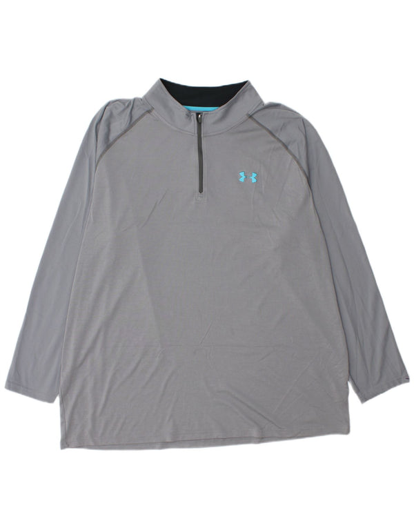 UNDER ARMOUR Mens Heat Gear Zip Neck Pullover Tracksuit Top 3XL Grey