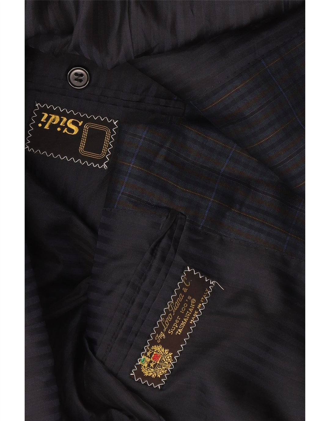 Sidi Mens 2 Button Blazer Jacket UK 38 Medium Navy Blue Check