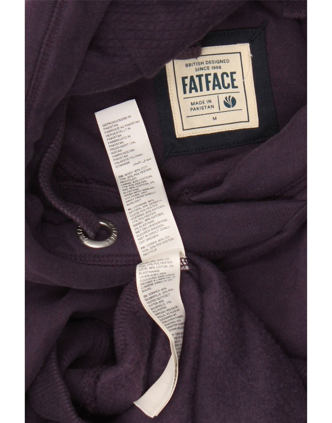 Fat Face Womens Oversized Hoodie Jumper UK 14 Medium Purple Cotton
