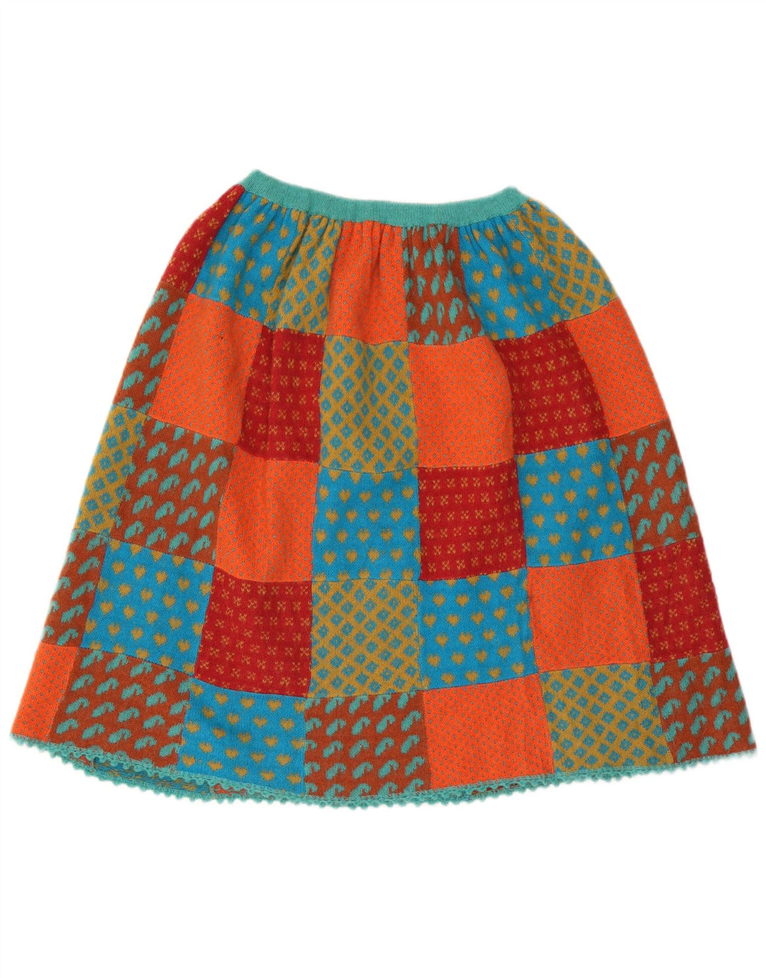 Vintage Womens Knit A-Line Skirt W26 Small Multicoloured Patchwork