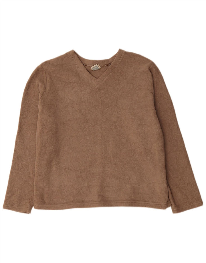 L.L.Bean Womens Fleece Jumper UK 16 Large Beige Polyester