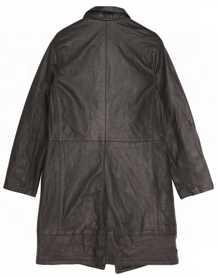 Vintage Womens Leather Coat UK 8 Small Black