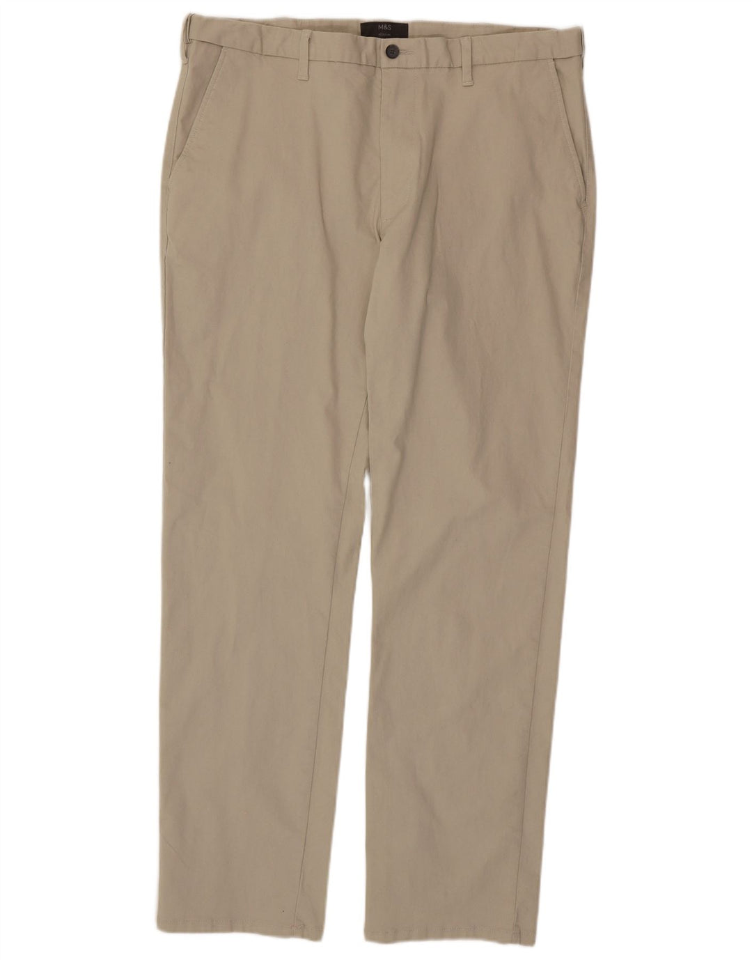MARKS & SPENCER Mens Straight Chino Trousers W38 L33 Beige Cotton