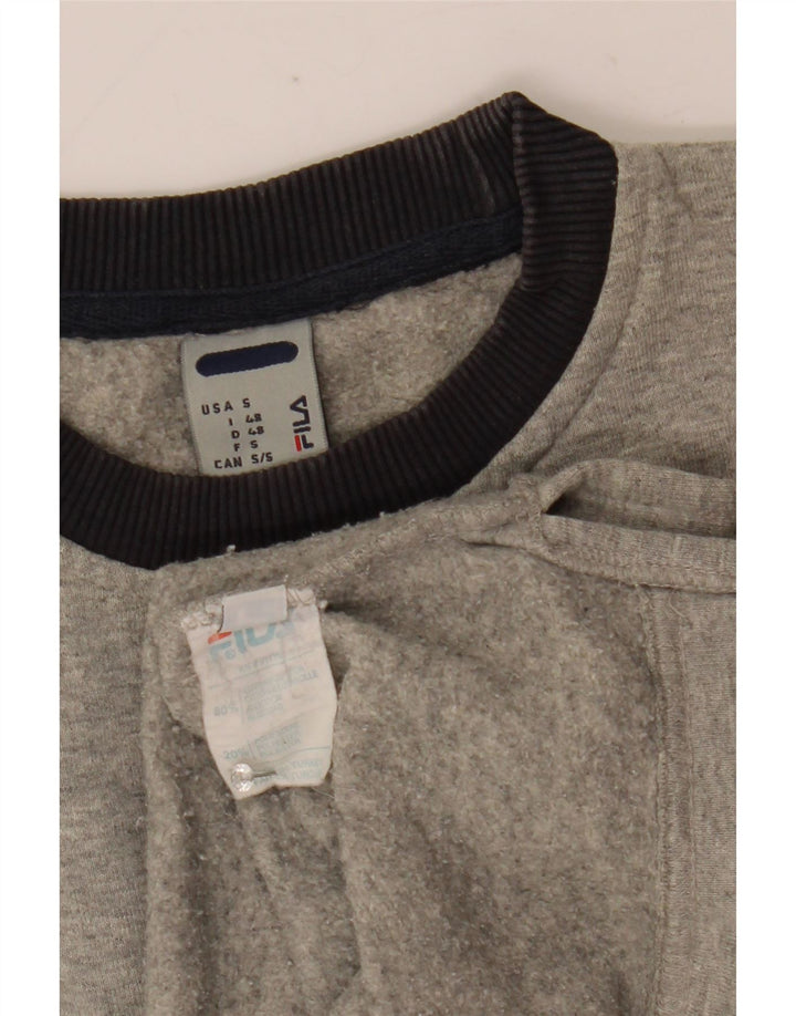 Fila Mens Graphic Sweatshirt Jumper IT 48 Medium Grey Flecked Cotton