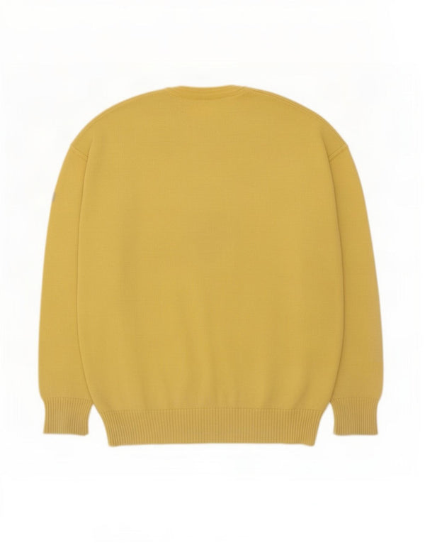 Vintage Mens Crew Neck Jumper Sweater Large Yellow Virgin Wool