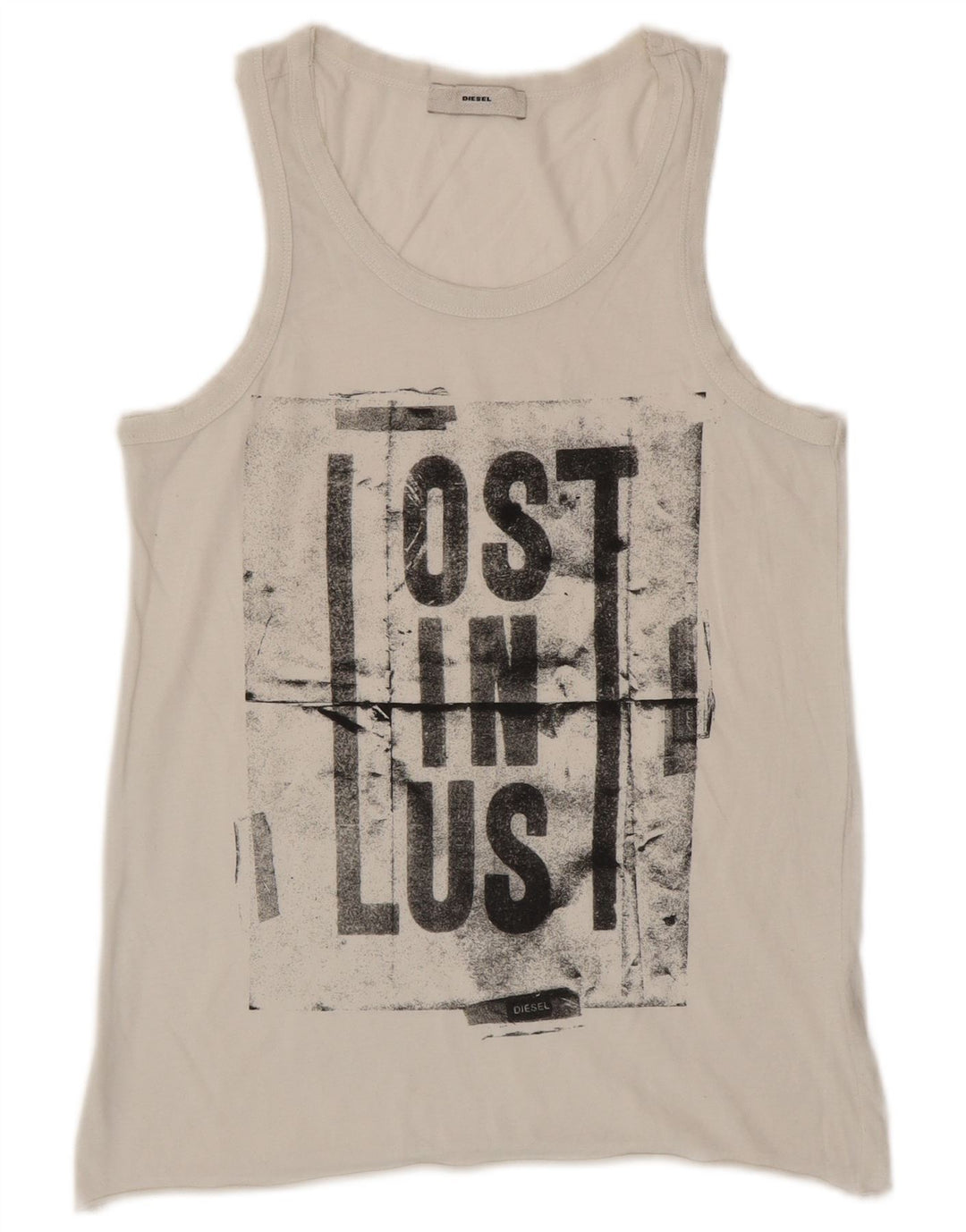 DIESEL Womens Graphic Vest Top UK 10 Small White