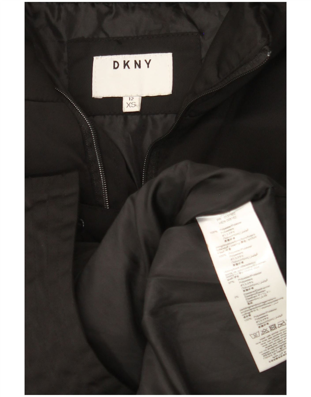 DKNY Girls Padded Jacket 11-12 Years XS Black Polyester