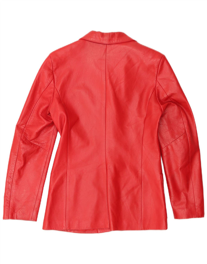 Victory Womens 3 Button Leather Blazer Jacket IT 42 Medium Red