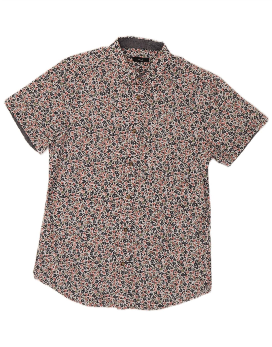 M&Co Mens Short Sleeve Shirt Small Multicoloured Floral Cotton