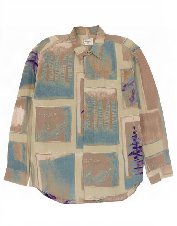 BOOGIE Mens Shirt Large Blue Patchwork