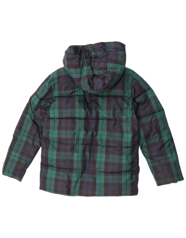 Gap Boys Hooded Padded Jacket 13-14 Years 2XL Navy Blue Check Polyester