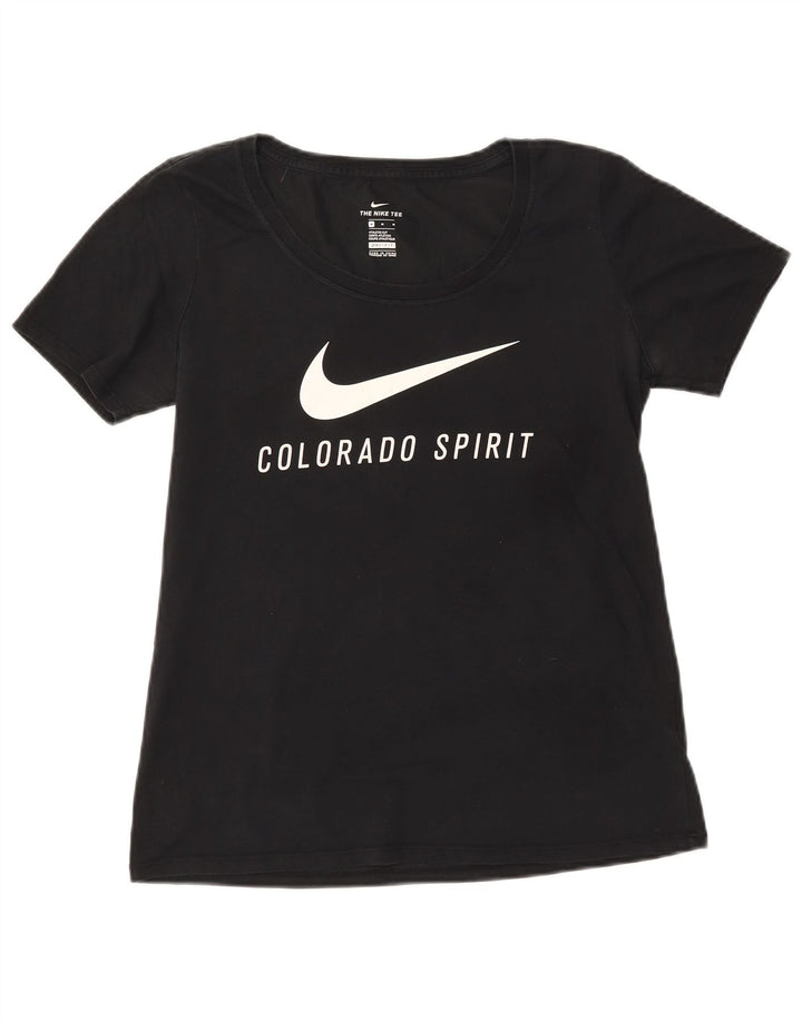 NIKE Womens Colorado Spirit Graphic T-Shirt Top UK 12 Medium Black Cotton