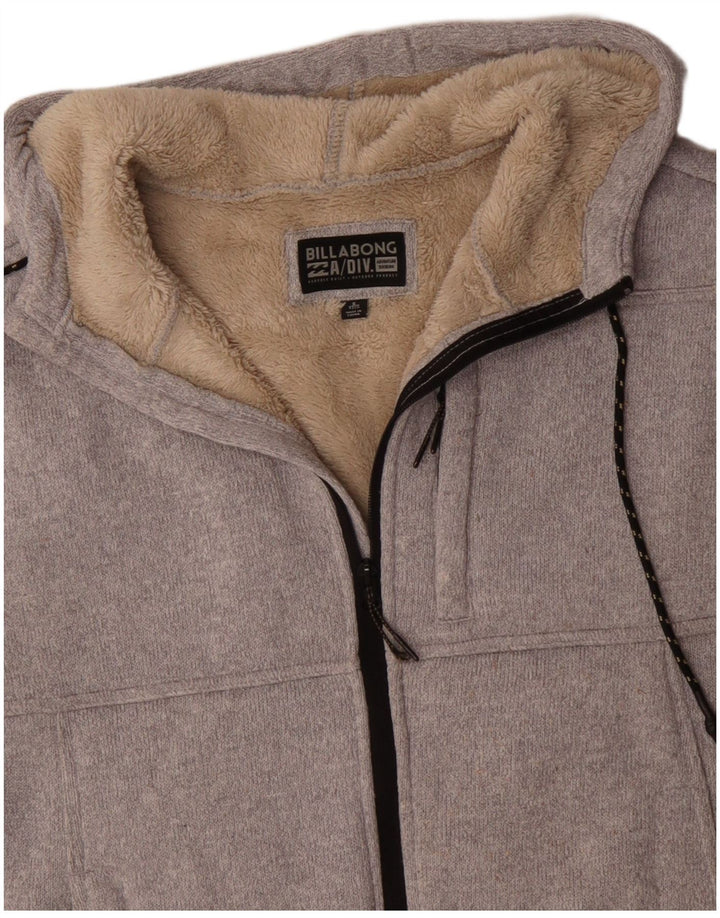 BILLABONG Mens Sleeveless Zip Hoodie Sweater Small Grey Polyester