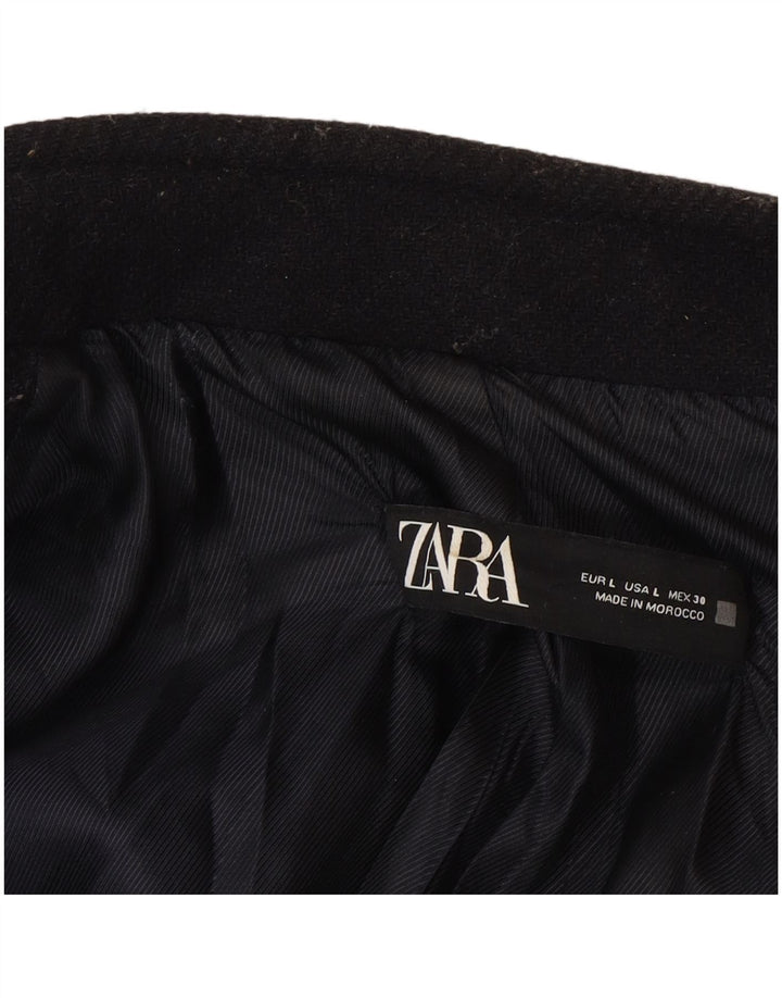 Zara Womens Double Breasted Coat UK 16 Large Navy Blue Wool