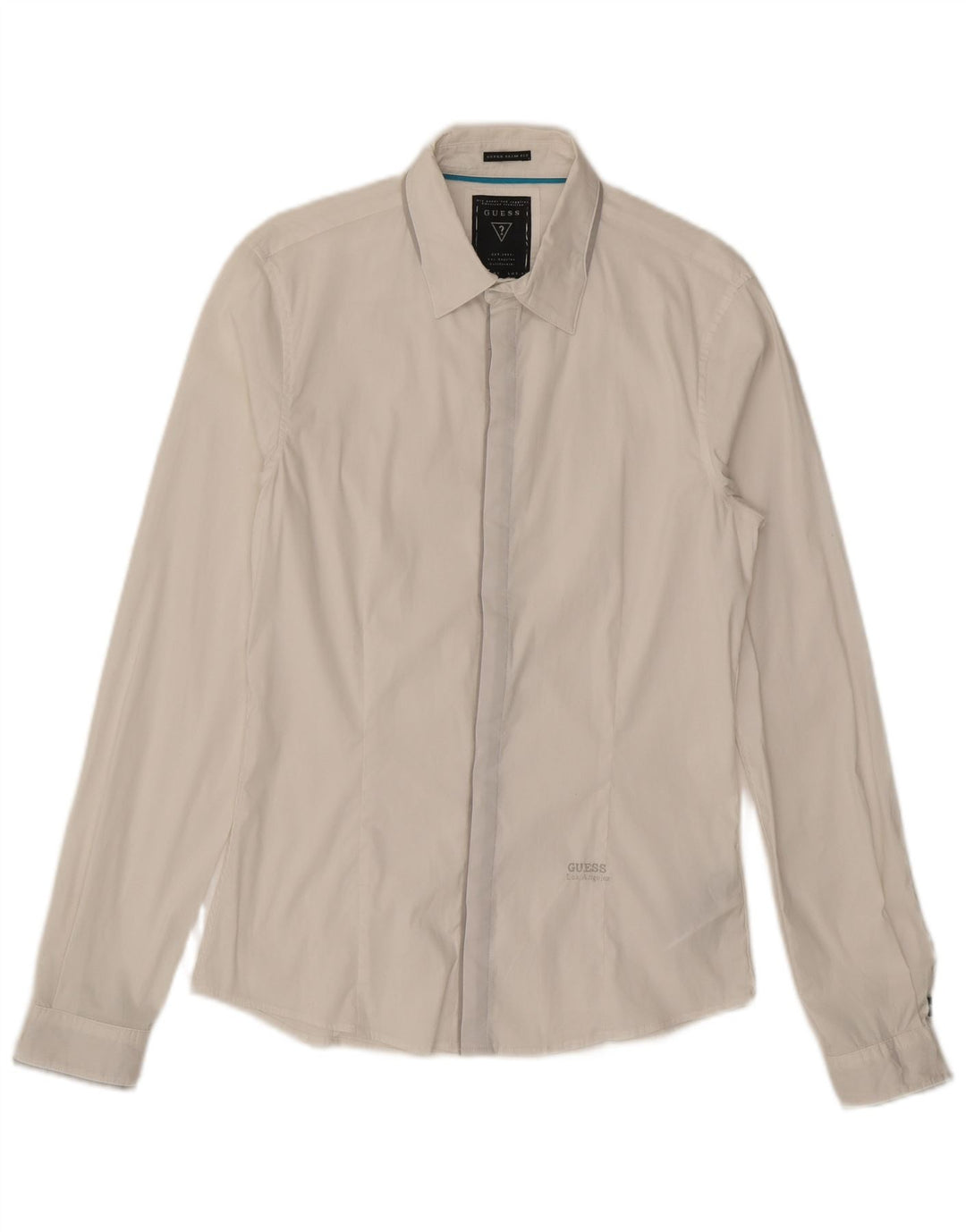 GUESS Mens Slim Fit Shirt Small White Cotton