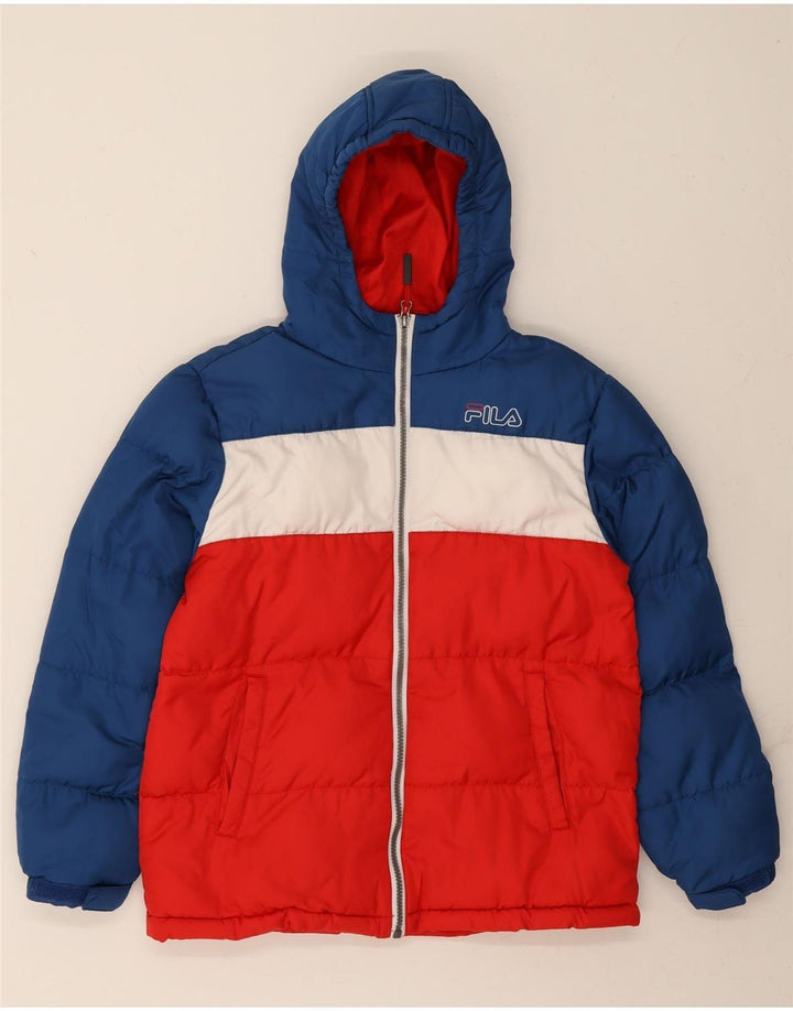 FILA Boys Graphic Padded Jacket 11-12 Years Blue Colourblock Polyester Vintage Fila and Second-Hand Fila from Messina Hembry 