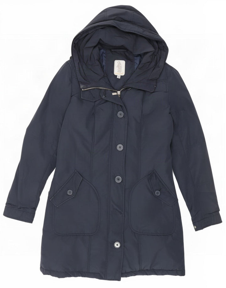 Refrigue Womens Hooded Parka Jacket UK 38 Medium Navy Blue Polyester