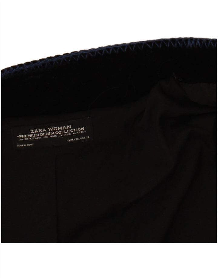 ZARA Womens Velvet Open Bolero Jacket UK 16 Large Black Paisley