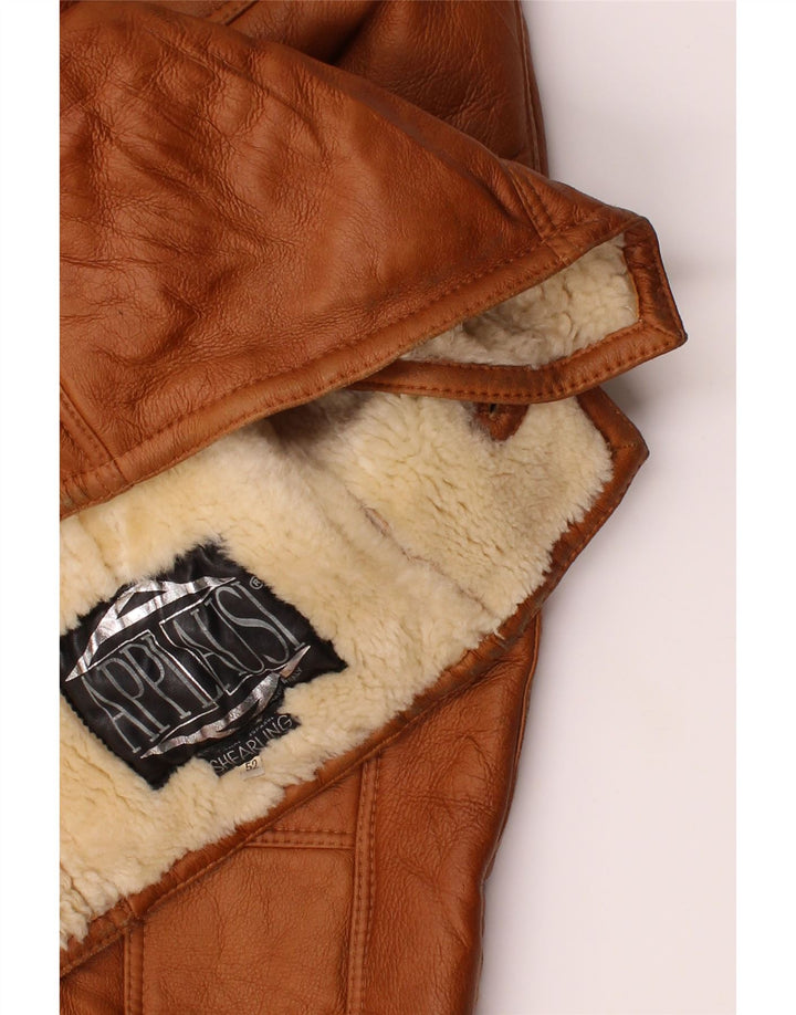 VINTAGE Mens Shearling Jacket IT 52 XL Brown
