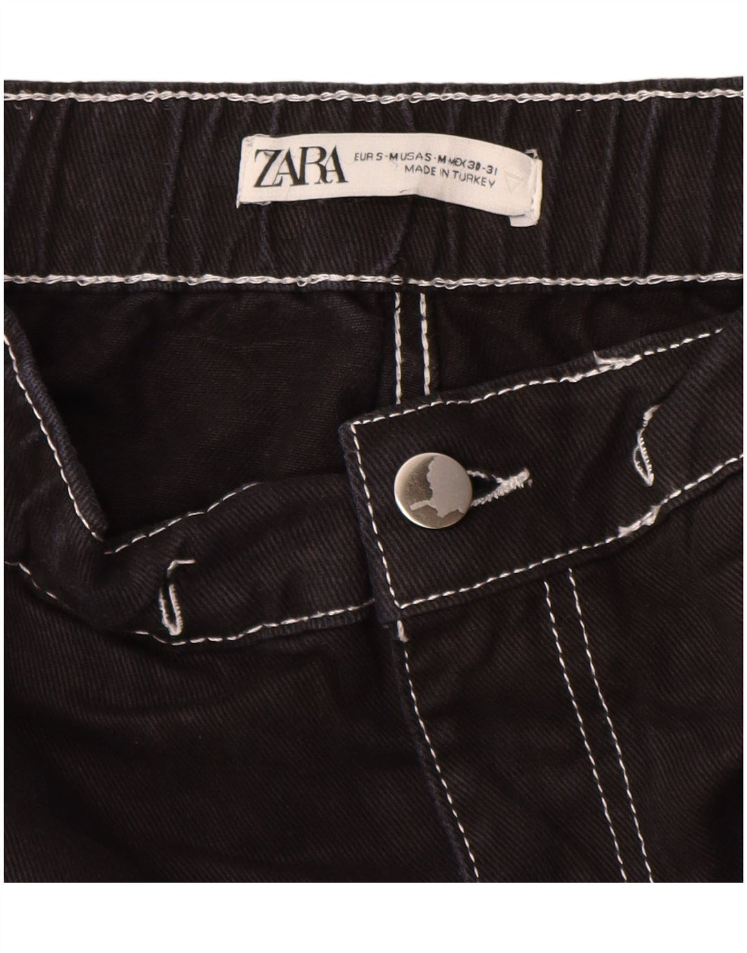 ZARA Mens Cargo Shorts Small W30 Black Cotton