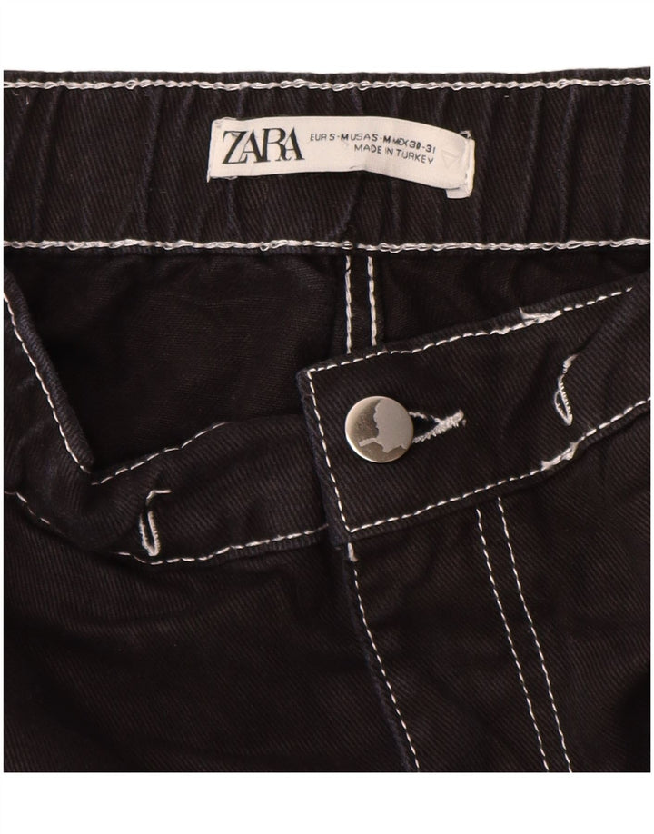 ZARA Mens Cargo Shorts Small W30 Black Cotton