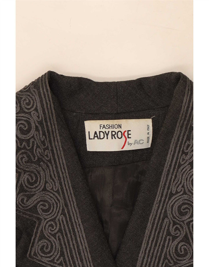 Vintage Womens 6 Button Blazer Jacket IT 42 Medium Grey Paisley Polyester