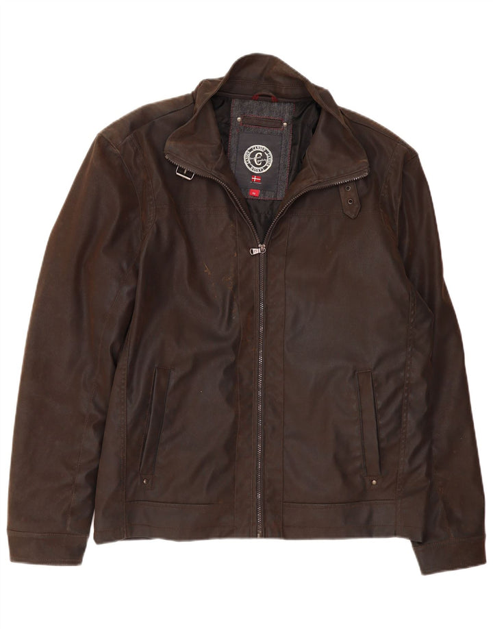CANSON Mens Faux Leather Jacket EU 52 XL Brown Polyethylene