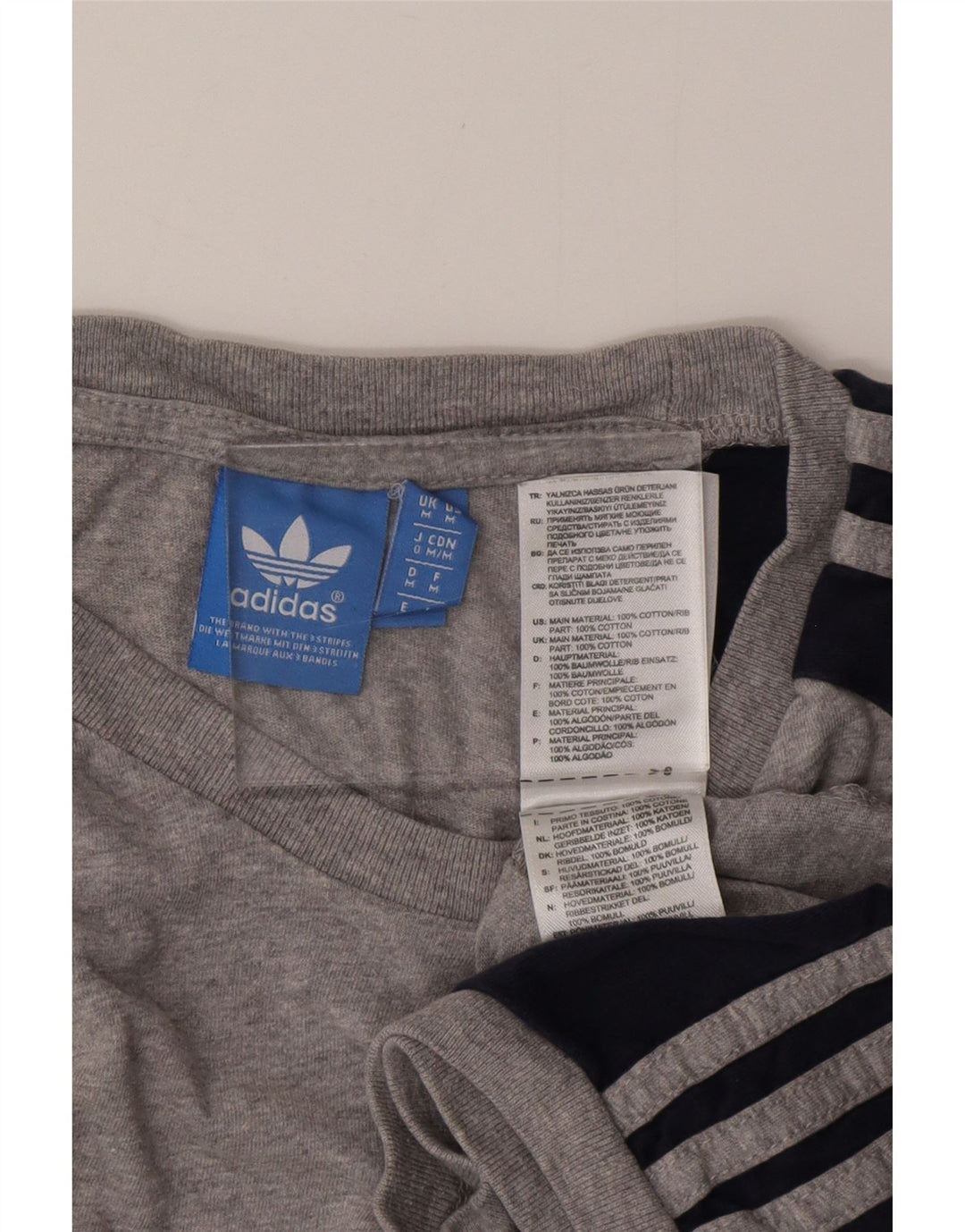 ADIDAS Womens T-Shirt Top UK 14 Medium Grey Colourblock Cotton