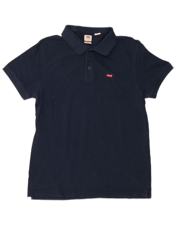 LEVI'S Mens Standard Fit Polo Shirt Medium Navy Blue Cotton